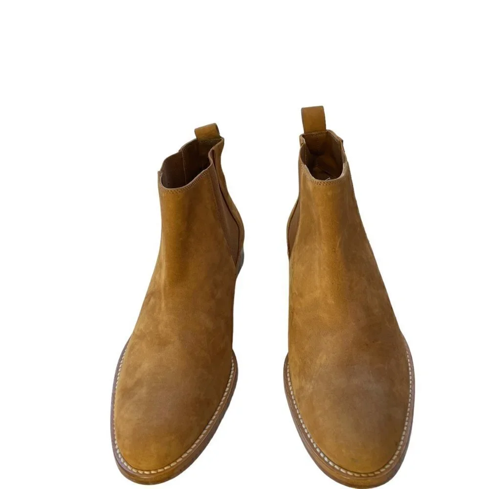 Jenni Kayne Italian Suede Slip On Chelsea Ankle Boots Walnut Size 11